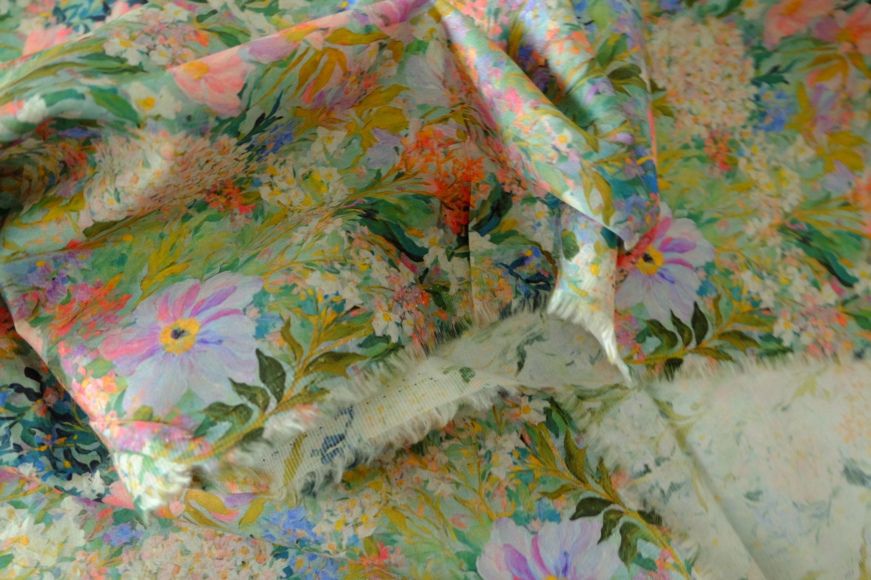 Watercolor Garden Cotton Sateen Fabric - 2.2 yd
