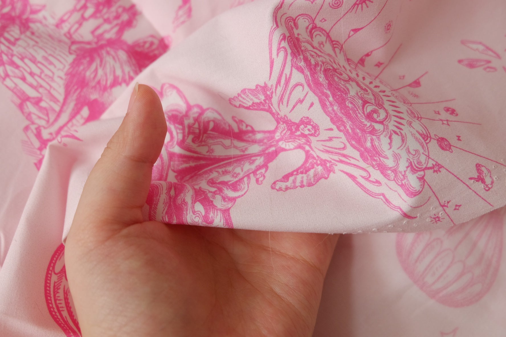 Pink Lion Print Dense Cotton Poplin 2.2 Yards