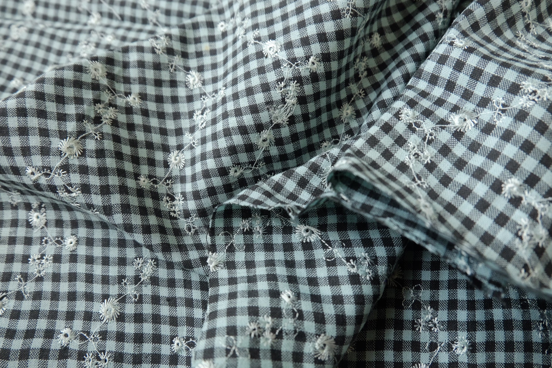 Embroidered Gingham Cotton, 2.19 Yards