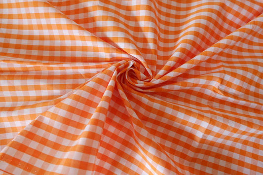 Orange Yarn-Dyed Cotton Gingham Fabric – 3.3 yd