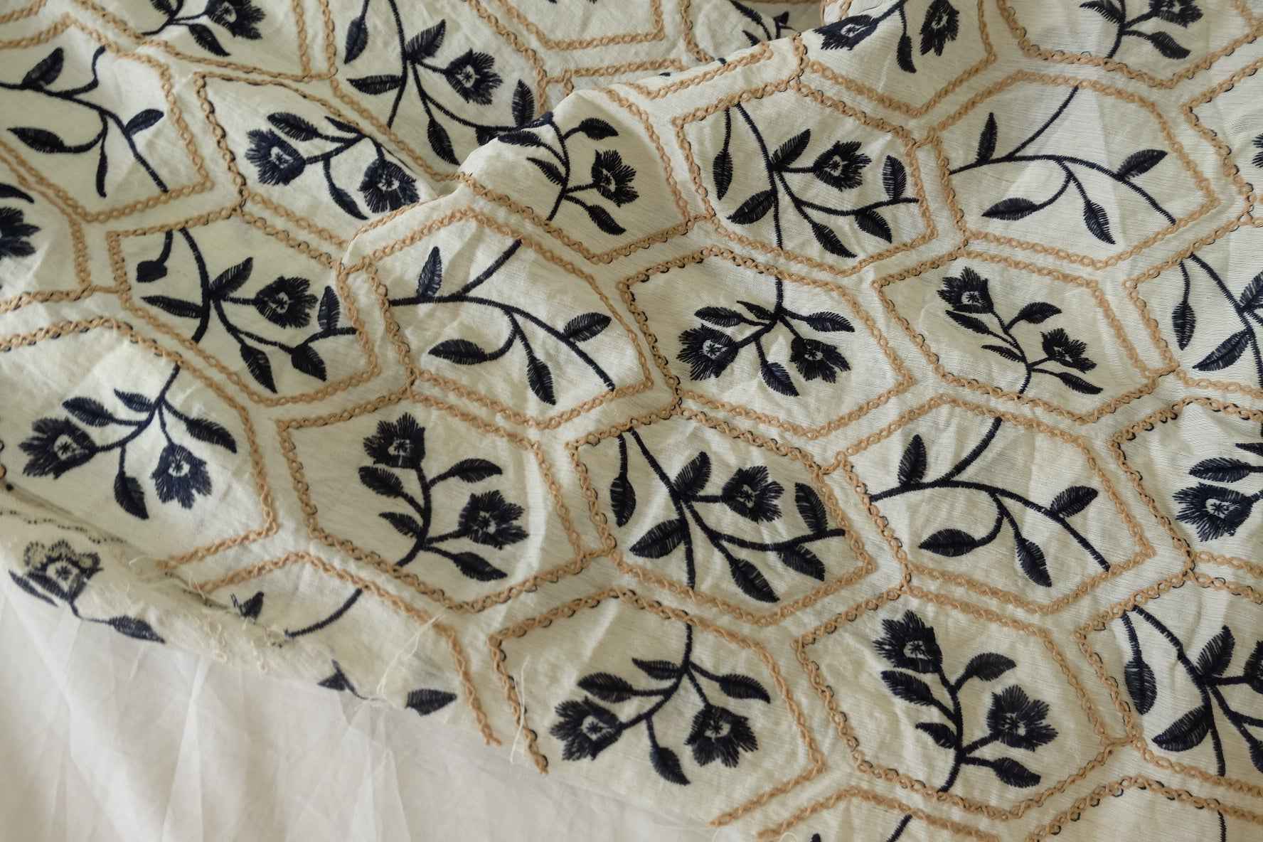 Embroidered Tencel Linen Fabric – 2.5 yd