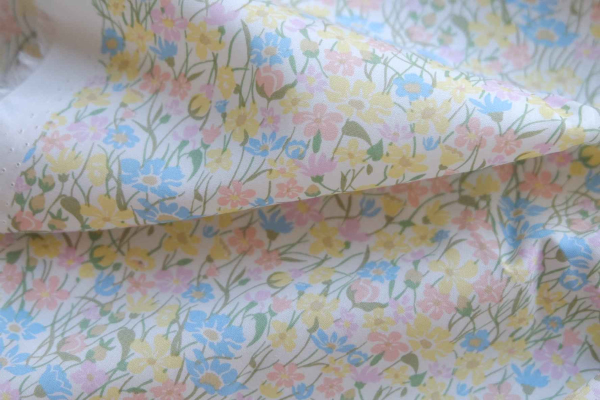 Pastel Wildflower Garden Cotton Lawn Fabric – 2.2 yd