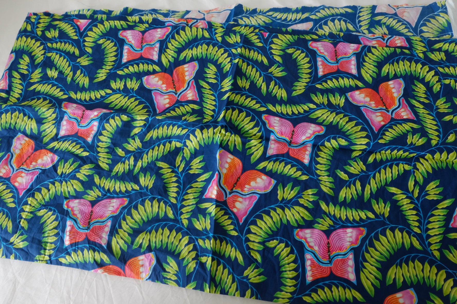 Butterfly Garden Blue Cotton Poplin Fabric – 1.6 yd