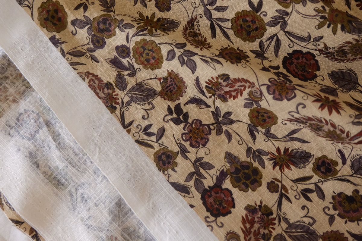 Vintage Woodland Blooms – Cotton Linen Fabric | 3.3 Yards