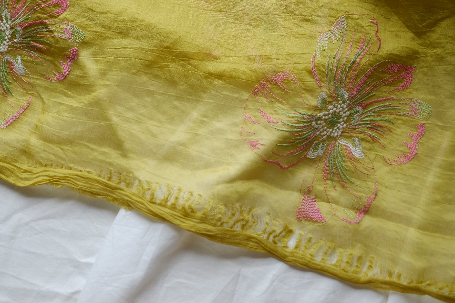 Golden Lime Embroidered Tencel Blend – 2.2 yd