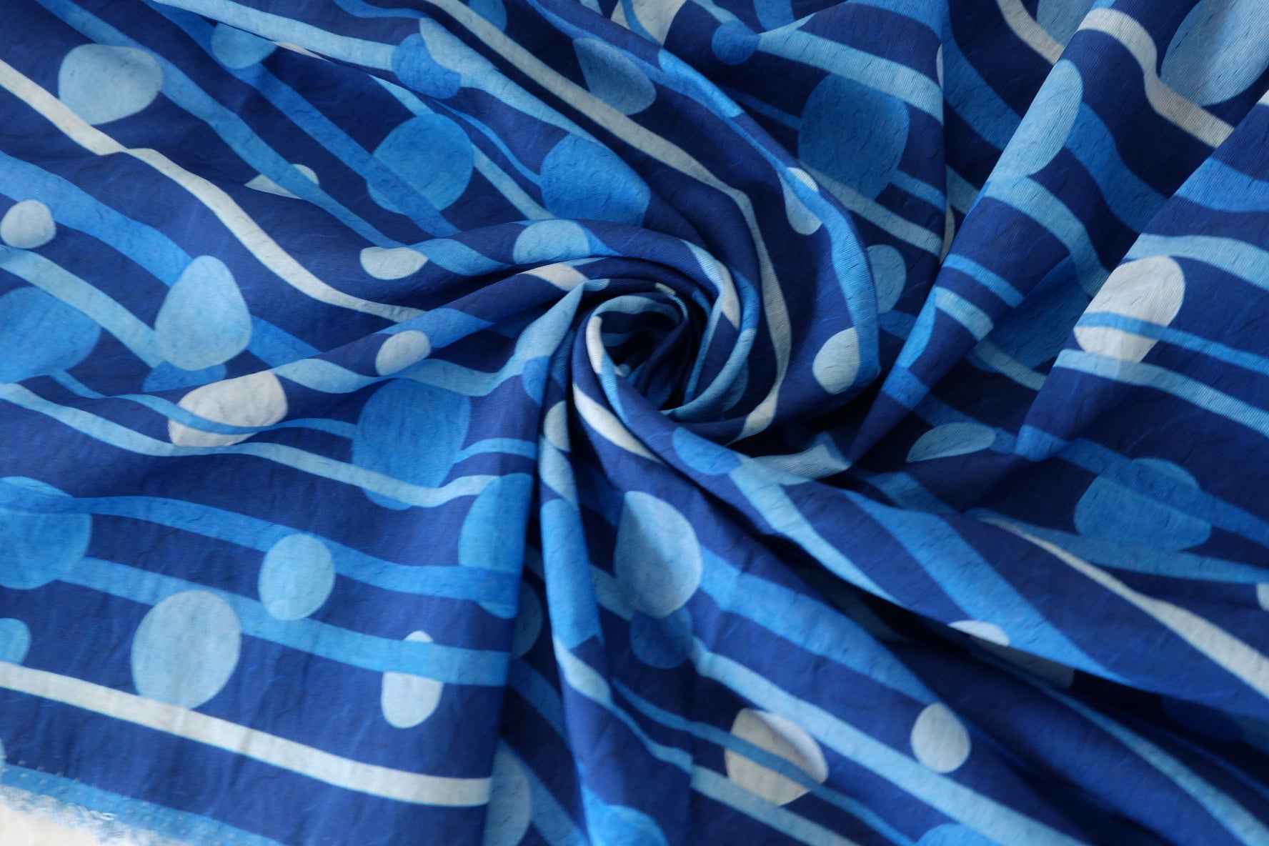 Blue Abstract Dot Stripe Fabric – Cotton Nylon Blend Drapey Fabric – 1.6 yd