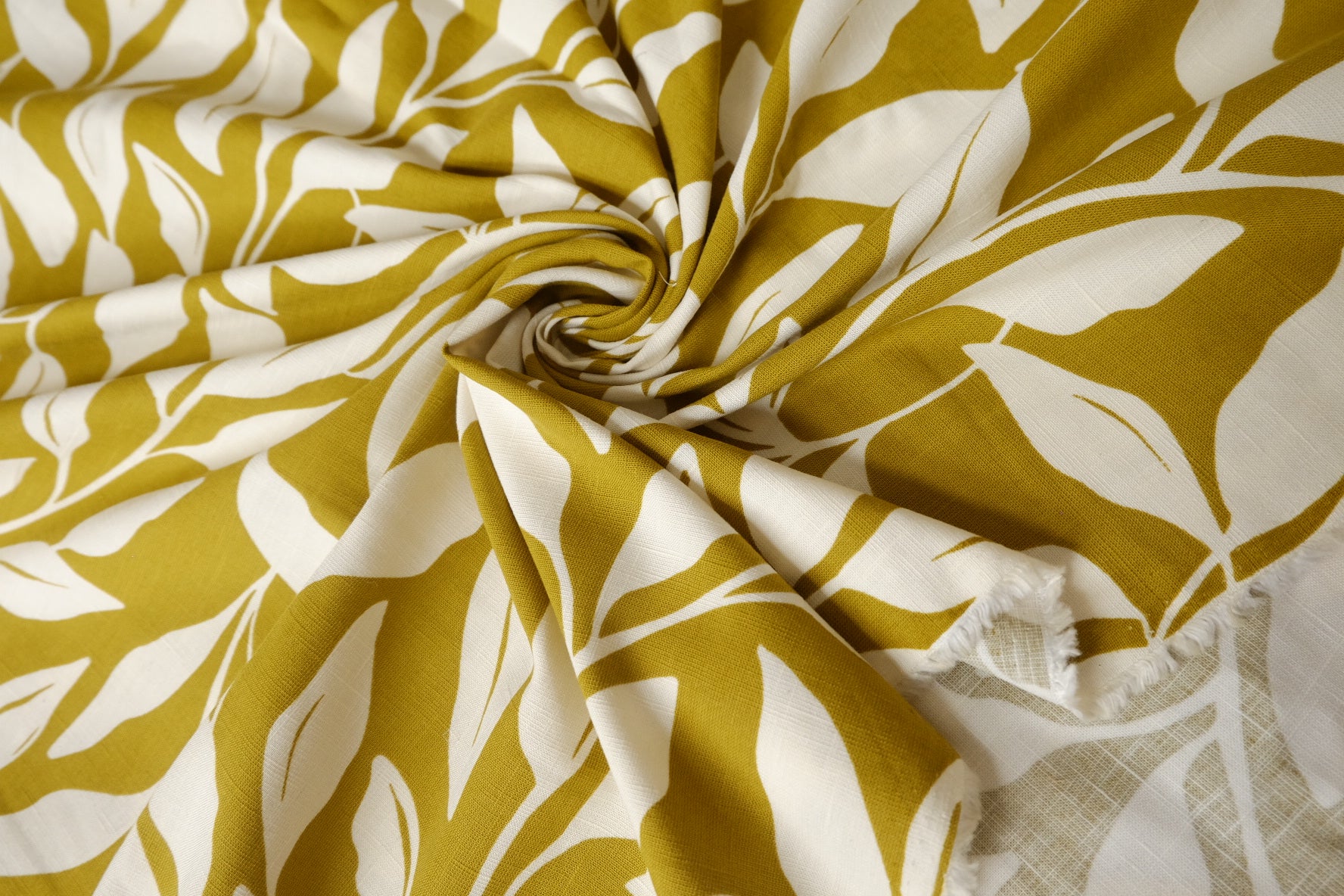 Enzyme-Washed Olive Leaf Linen Fabric - 1.64 yd