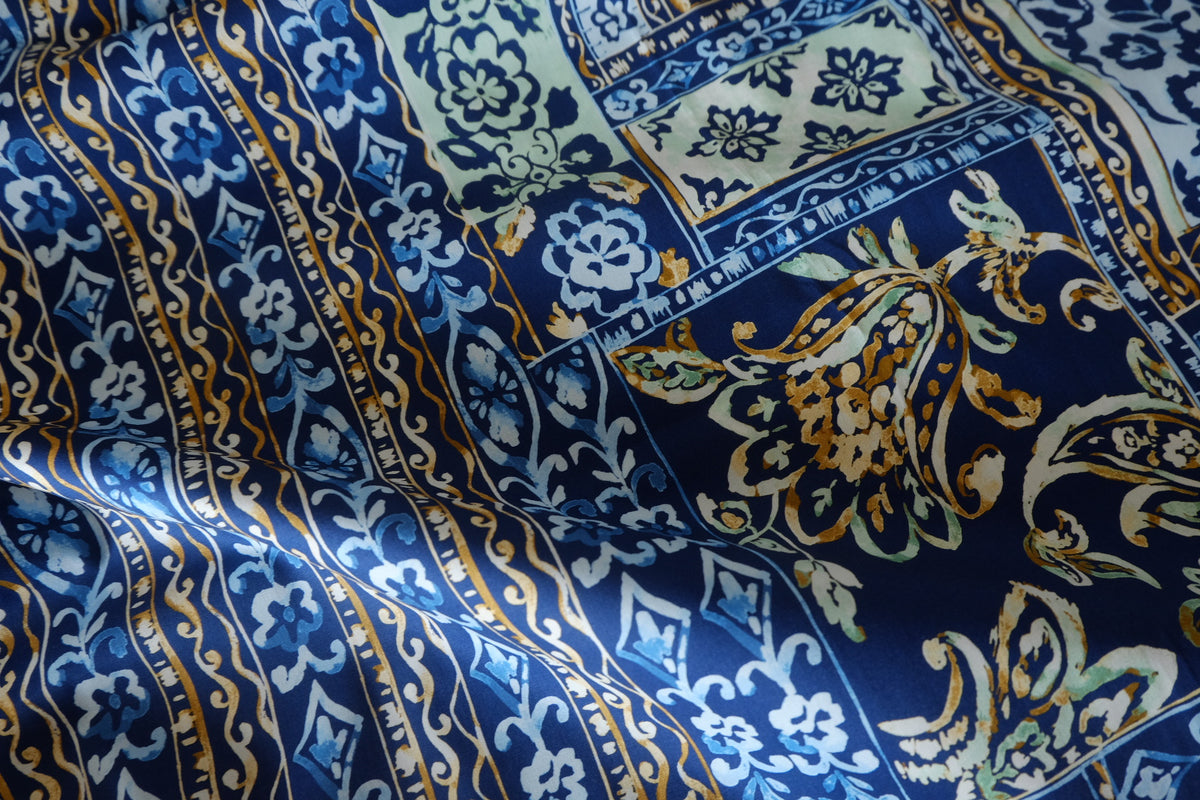 Indigo Tapestry Double Border Cotton Poplin – 2.73 yd