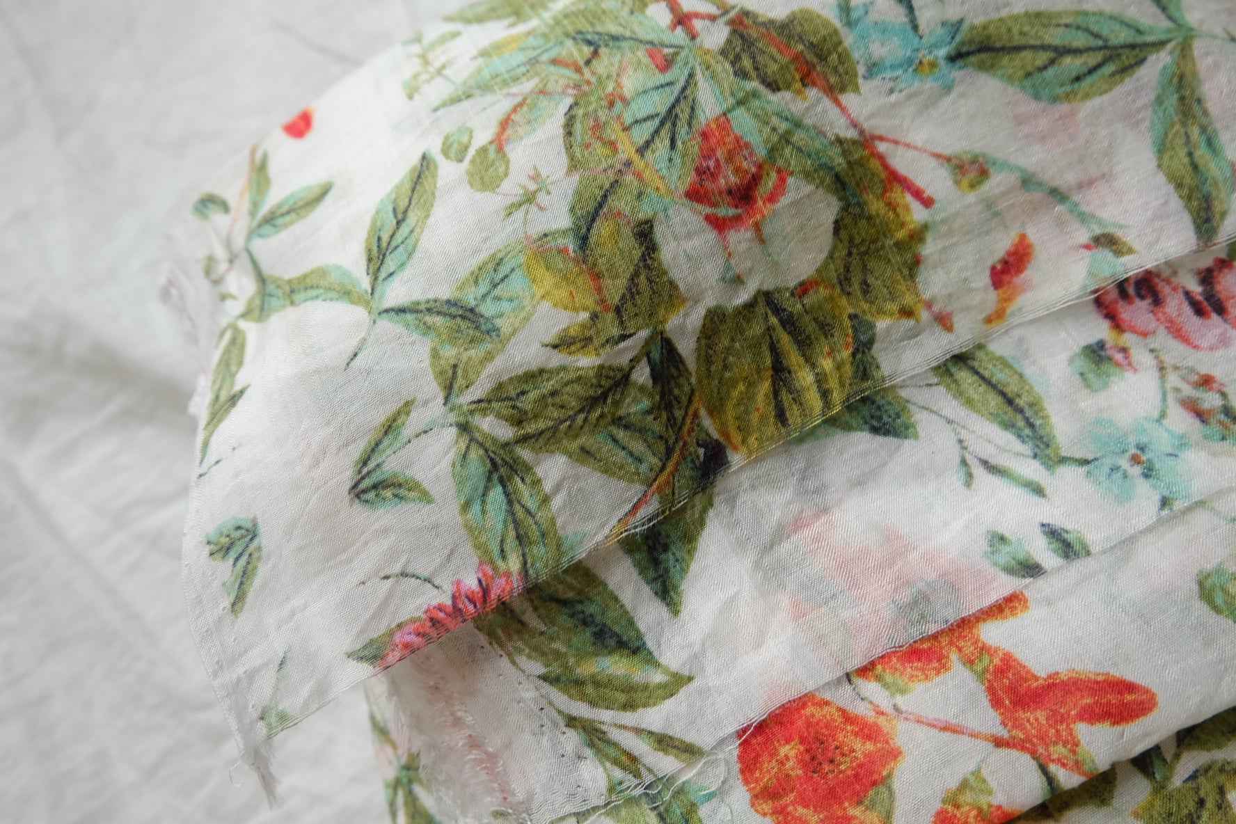 Sheer Watercolor Floral Tencel-Cotton Fabric - 3.28 yd