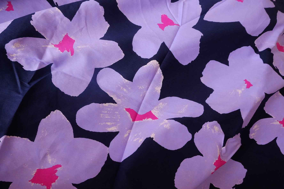 Oversized Lilac Floral Cotton Canvas — 2.2 yd