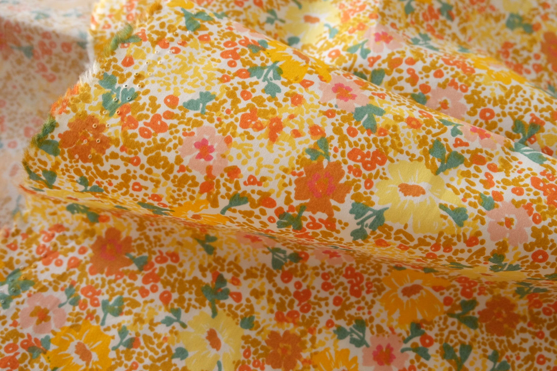 Golden Meadow Ditsy Floral Cotton Poplin Fabric – 2.2 yd/3.3 yd