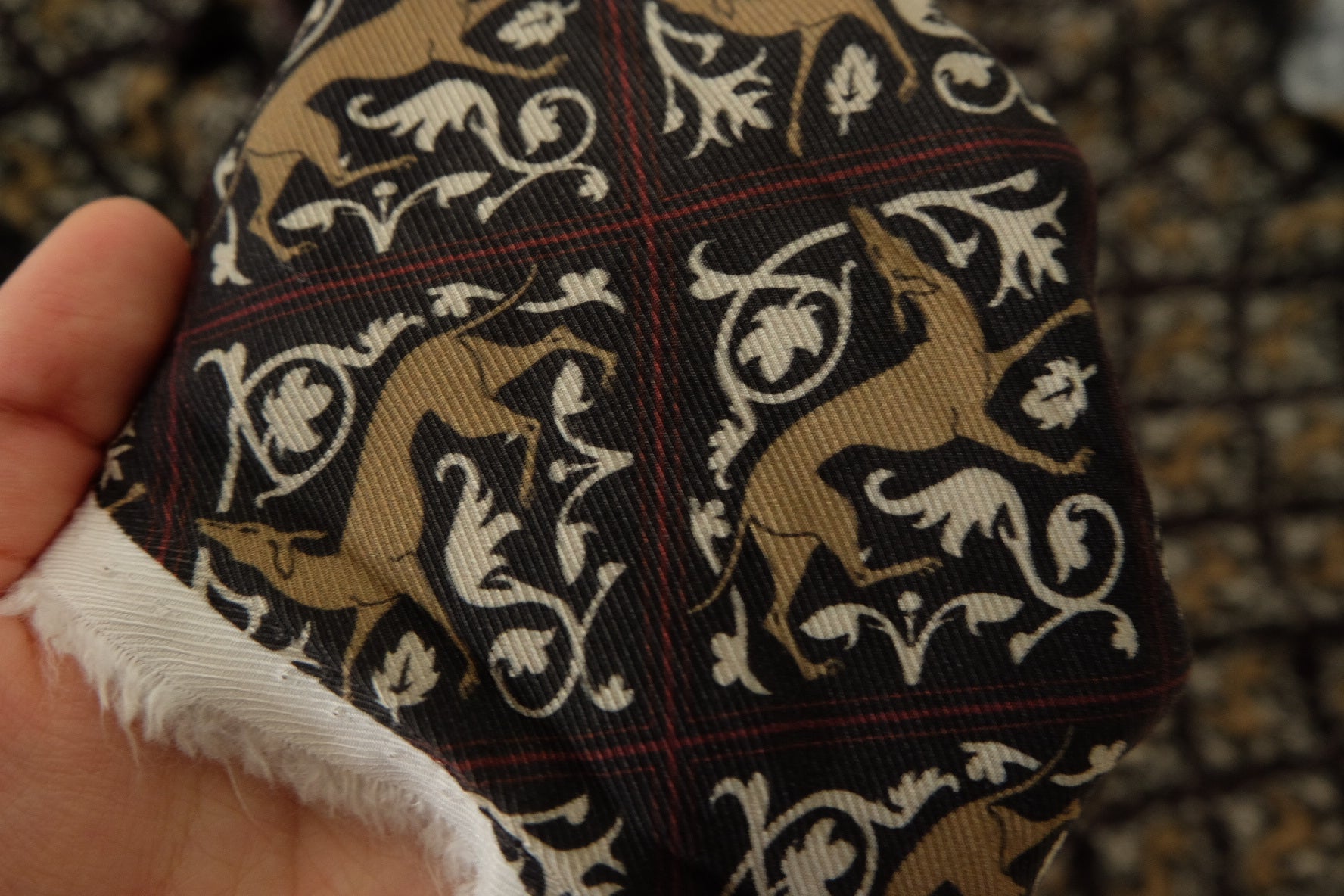 Black Gold Ornamental Twill Cupro Fabric – 1.6 yd