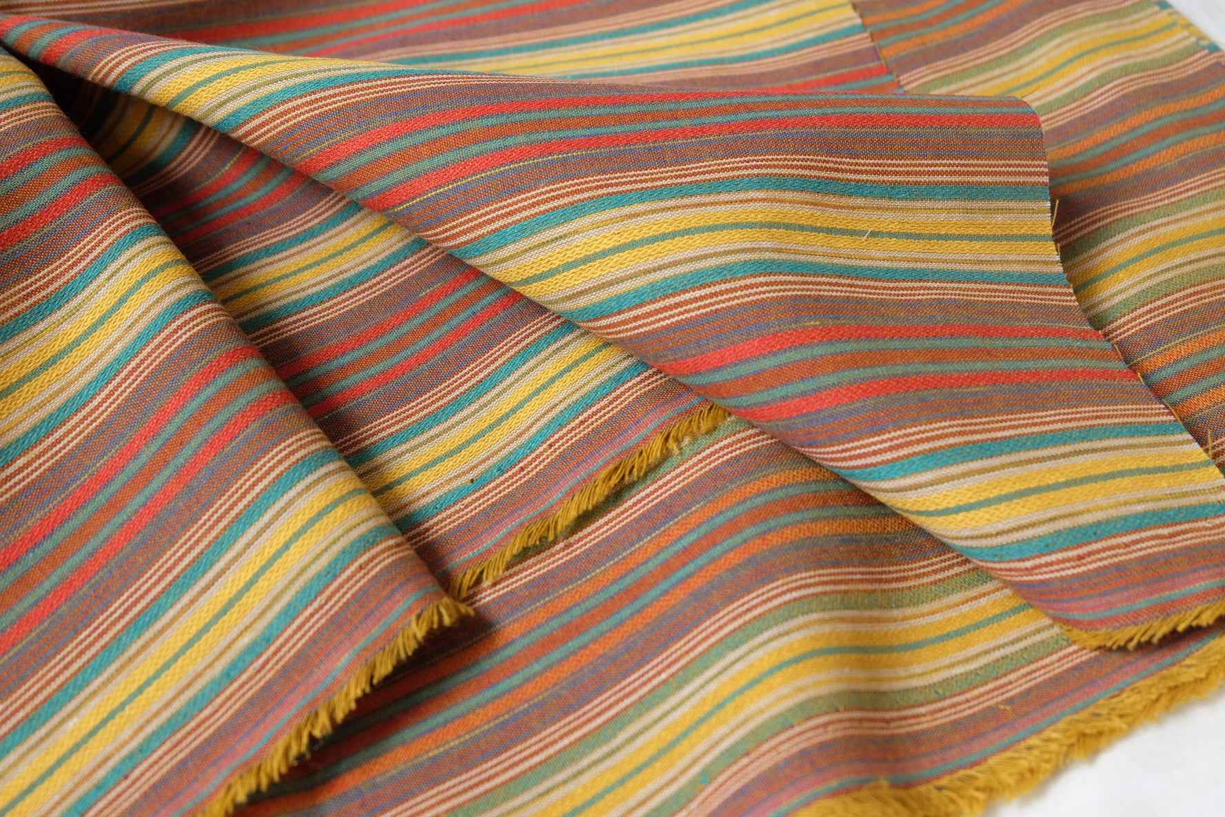 Retro Stripe Cotton Linen Blend Fabric, Structured , 2.19 Yards
