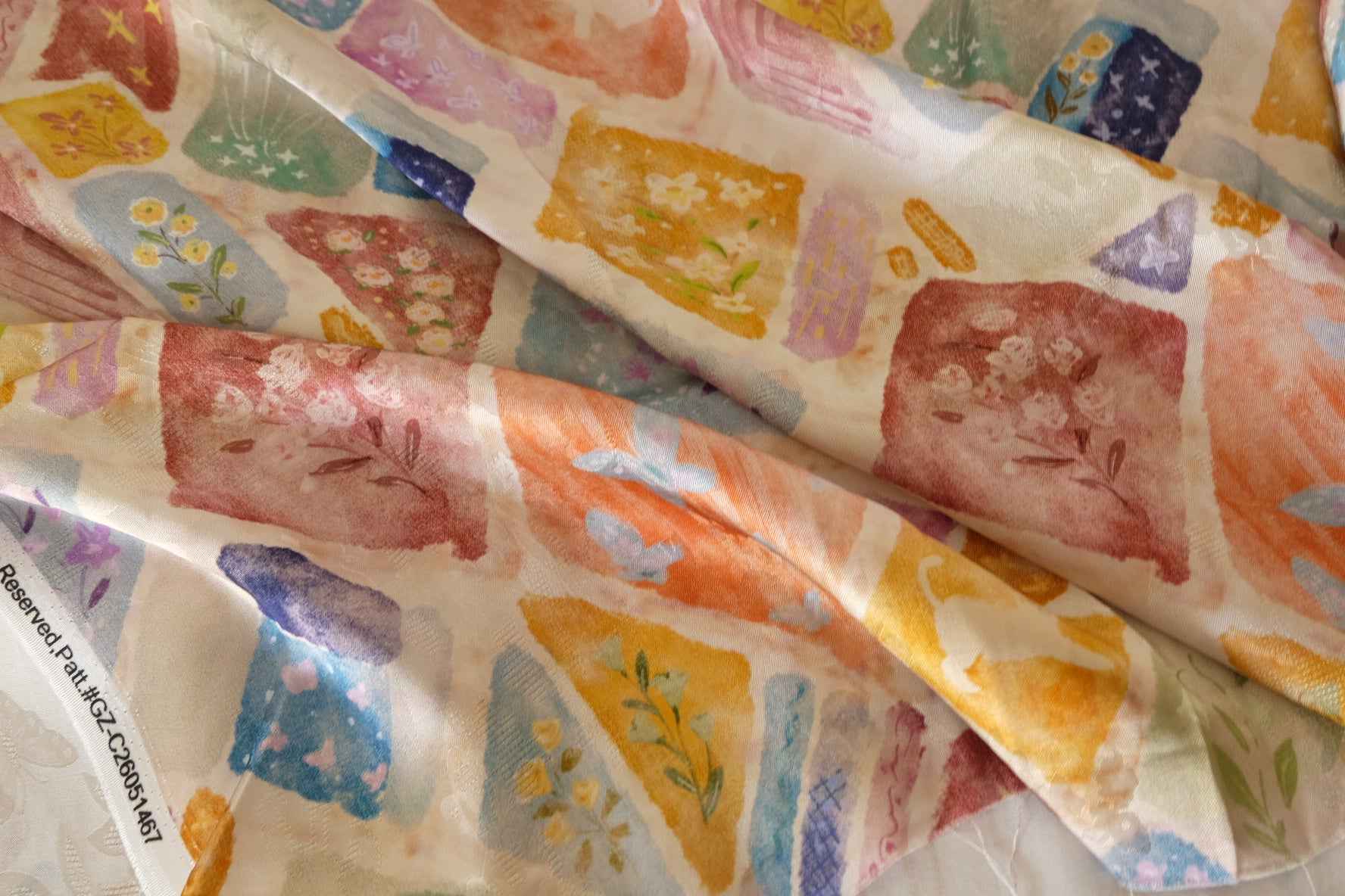 Watercolor Patchwork Jacquard Rayon Fabric – By the Meter