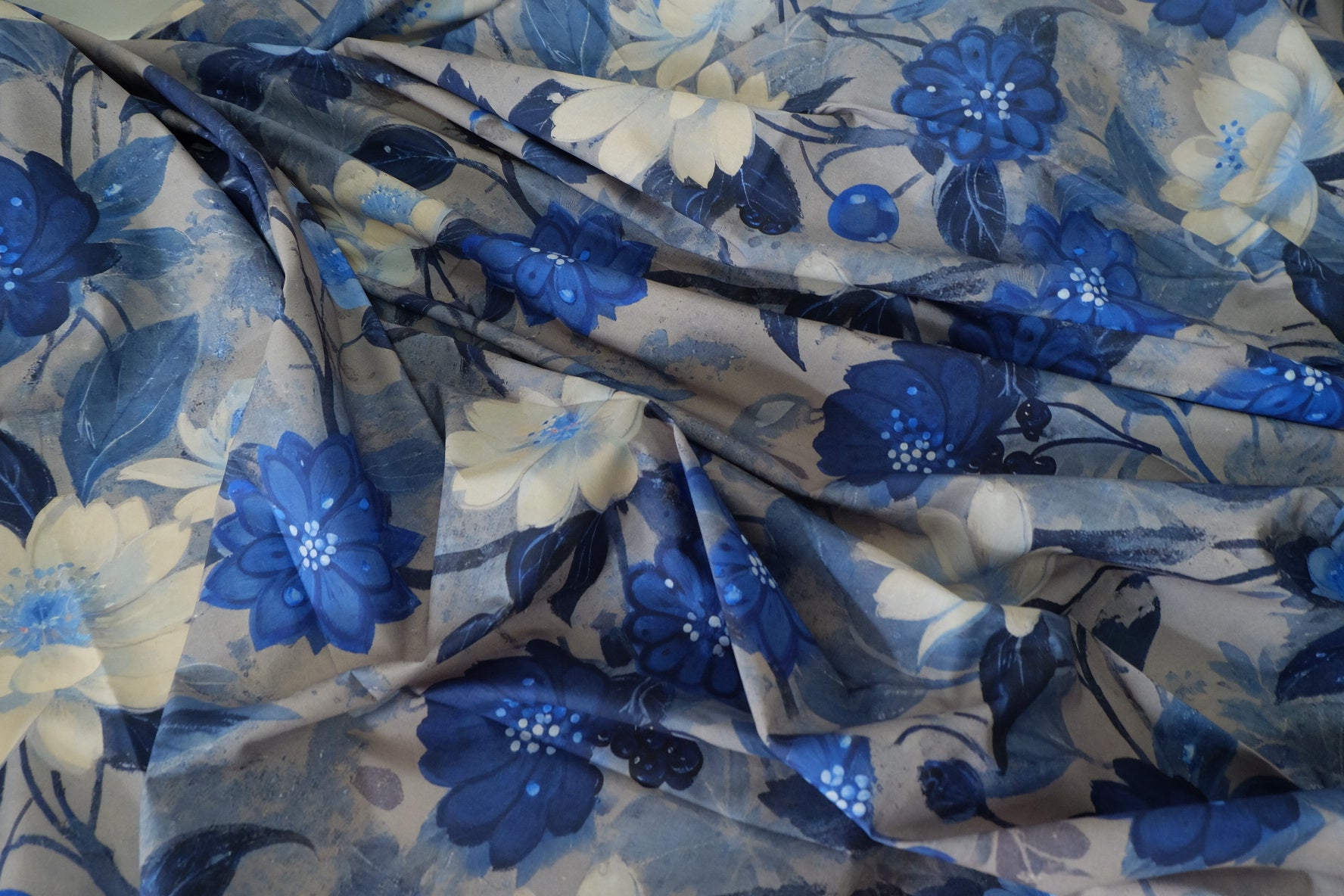 Blue Nocturne Floral Cotton Lawn – 3.3 yd