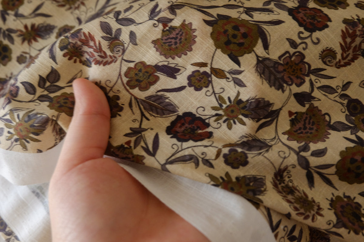 Vintage Woodland Blooms – Cotton Linen Fabric | 3.3 Yards
