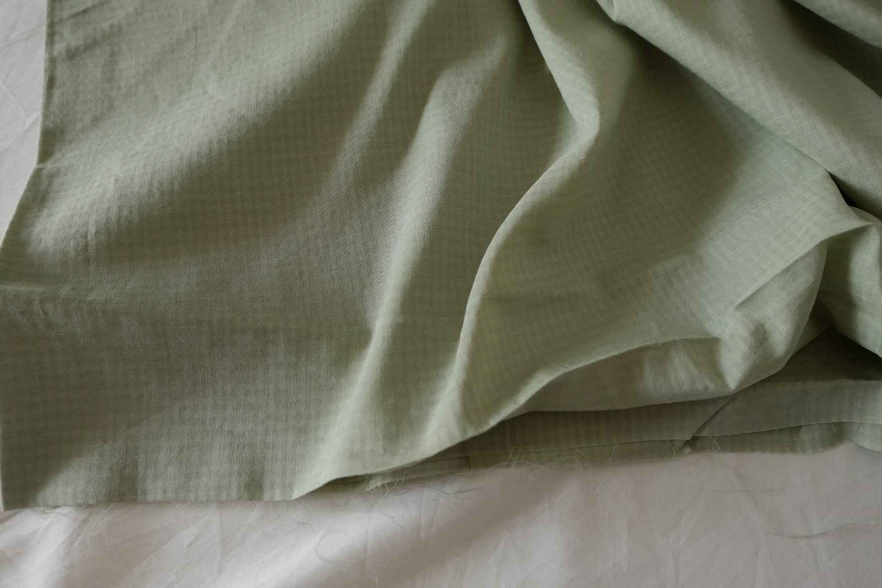 Soft Sage Green Cotton Check Fabric – 3.3 yd