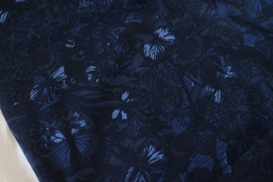 Midnight Butterflies Printed Cotton Rib Knit – 1.6 Yards