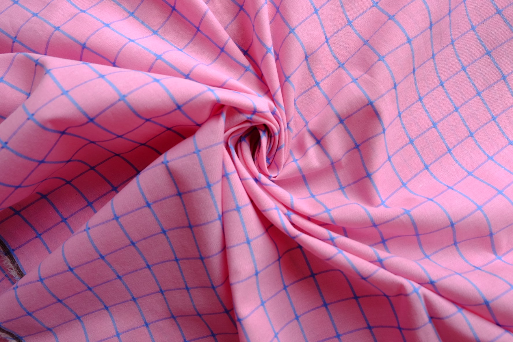 Pink & Blue Windowpane Jacquard Cotton – 2.2 yd