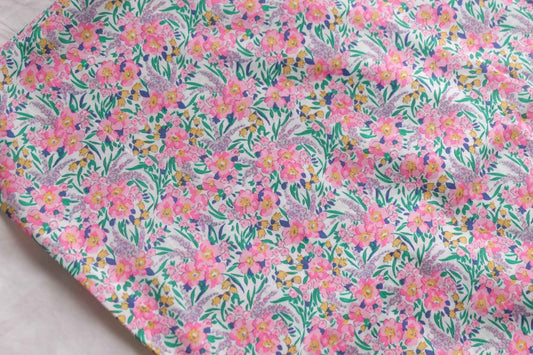 Pink Meadow Floral Cotton Poplin – 2.2 yd