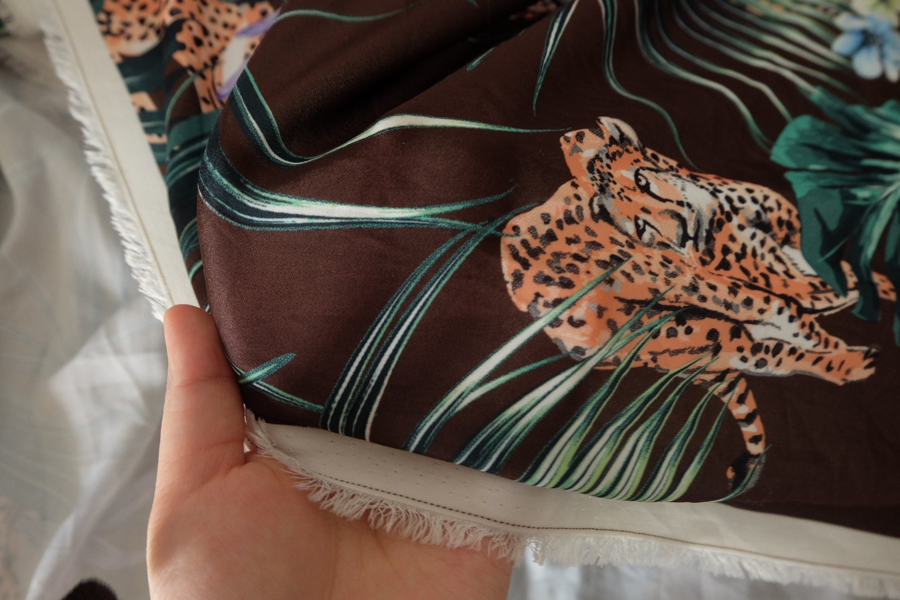 Chocolate Jungle Leopard Satin – 2.19 yd