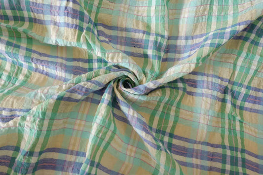 Yarn Dyed Cotton Linen Bubble Plaid Fabric – 1.6 yd