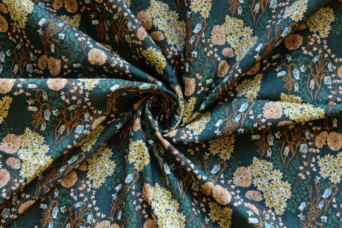 Midnight Botanical Garden Cotton Poplin Fabric – 3.28 yd