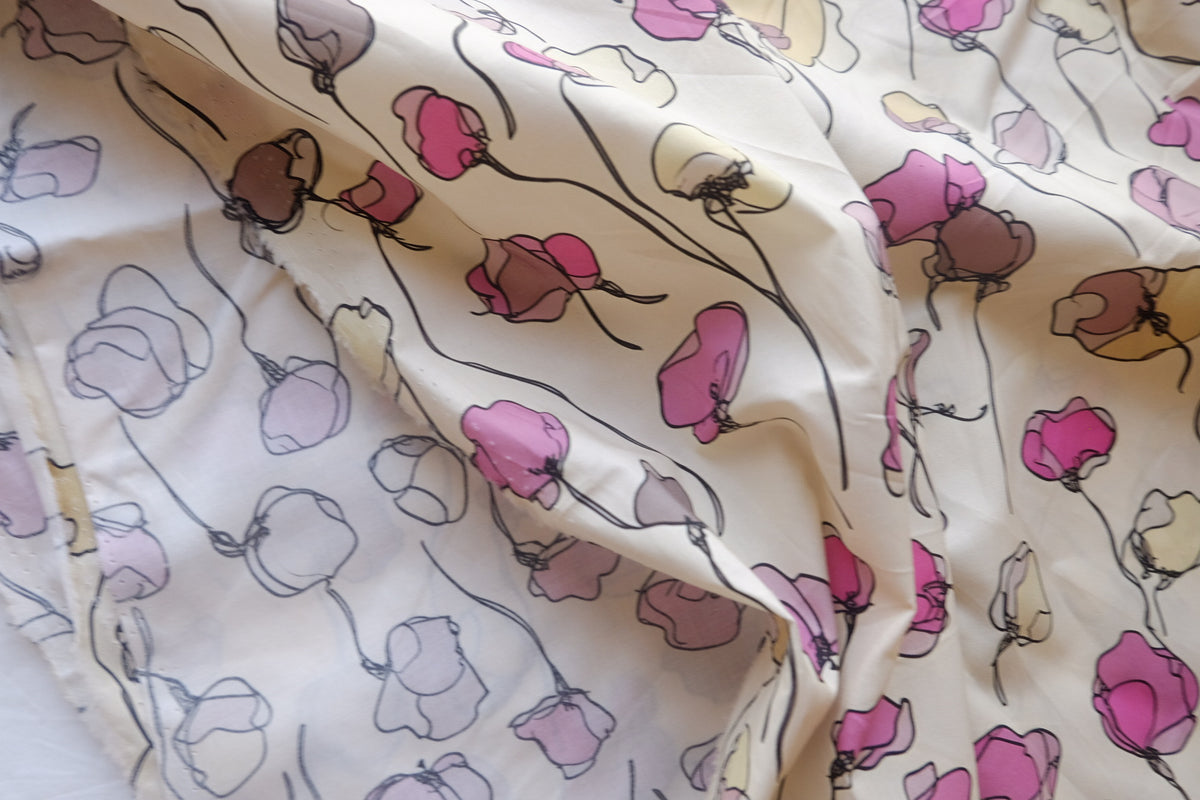 Sketchy Pink Poppy Cotton Lawn – 2.2 yd