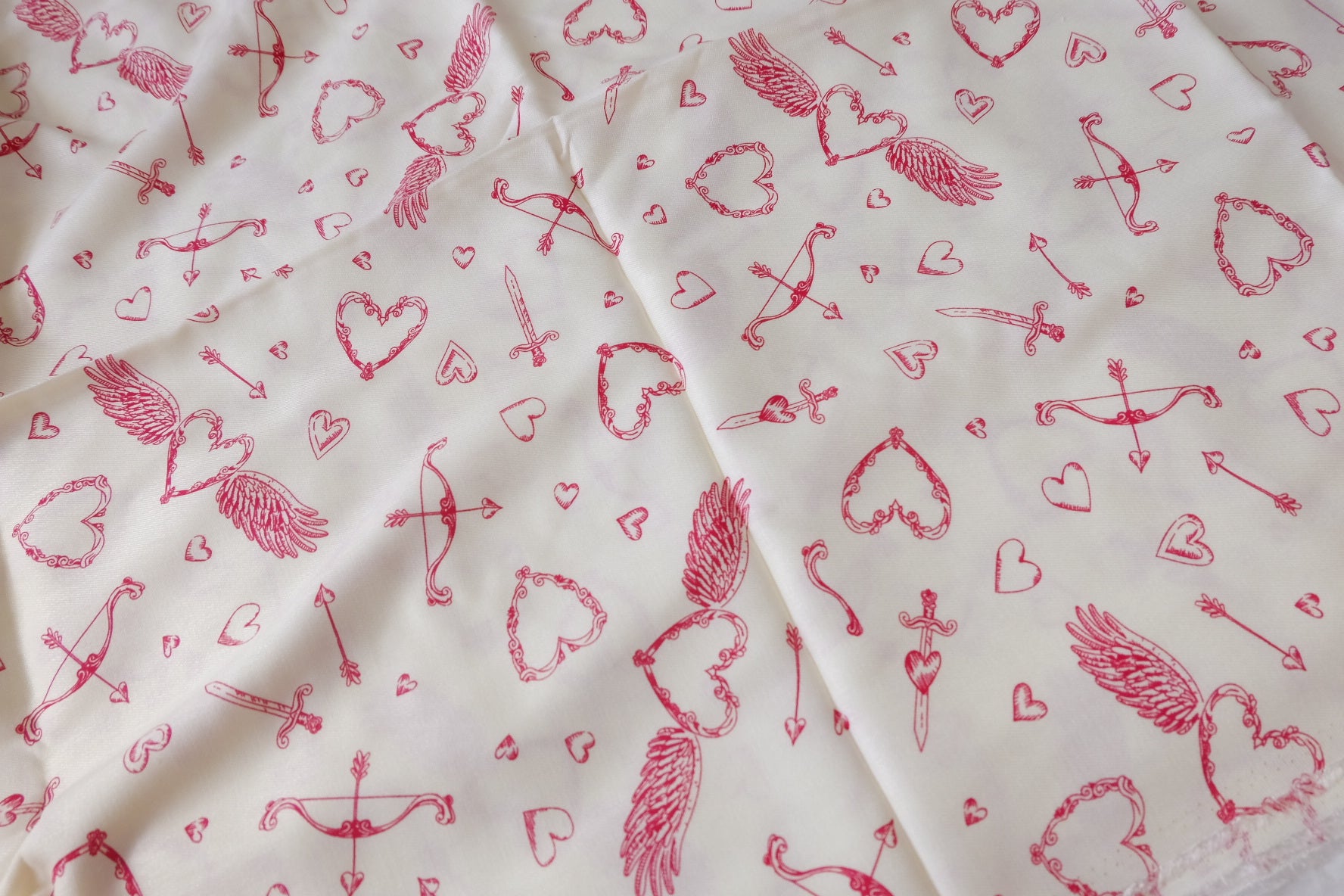 Soft Heart & Arrow Cotton Twill Fabric - 2.19 yd