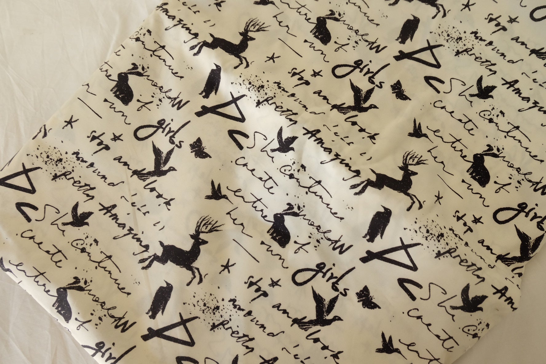 Black Ink Illustration Dense Cotton Poplin Fabric – 2.2 yd