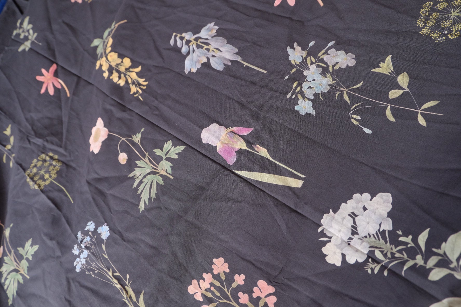 Dark Botanical Cotton Lawn Fabric - 2.73 yd