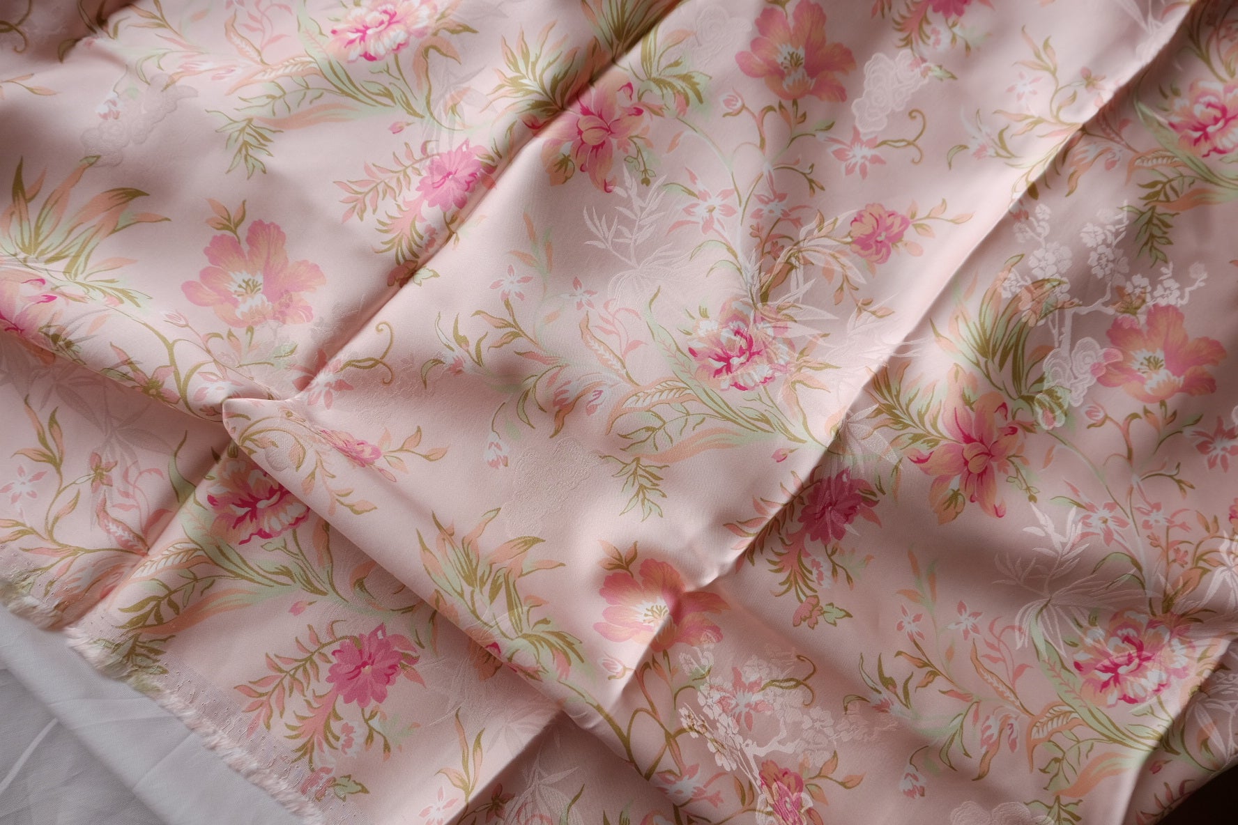 Blush Floral Viscose Jacquard Satin – 2.2 yd
