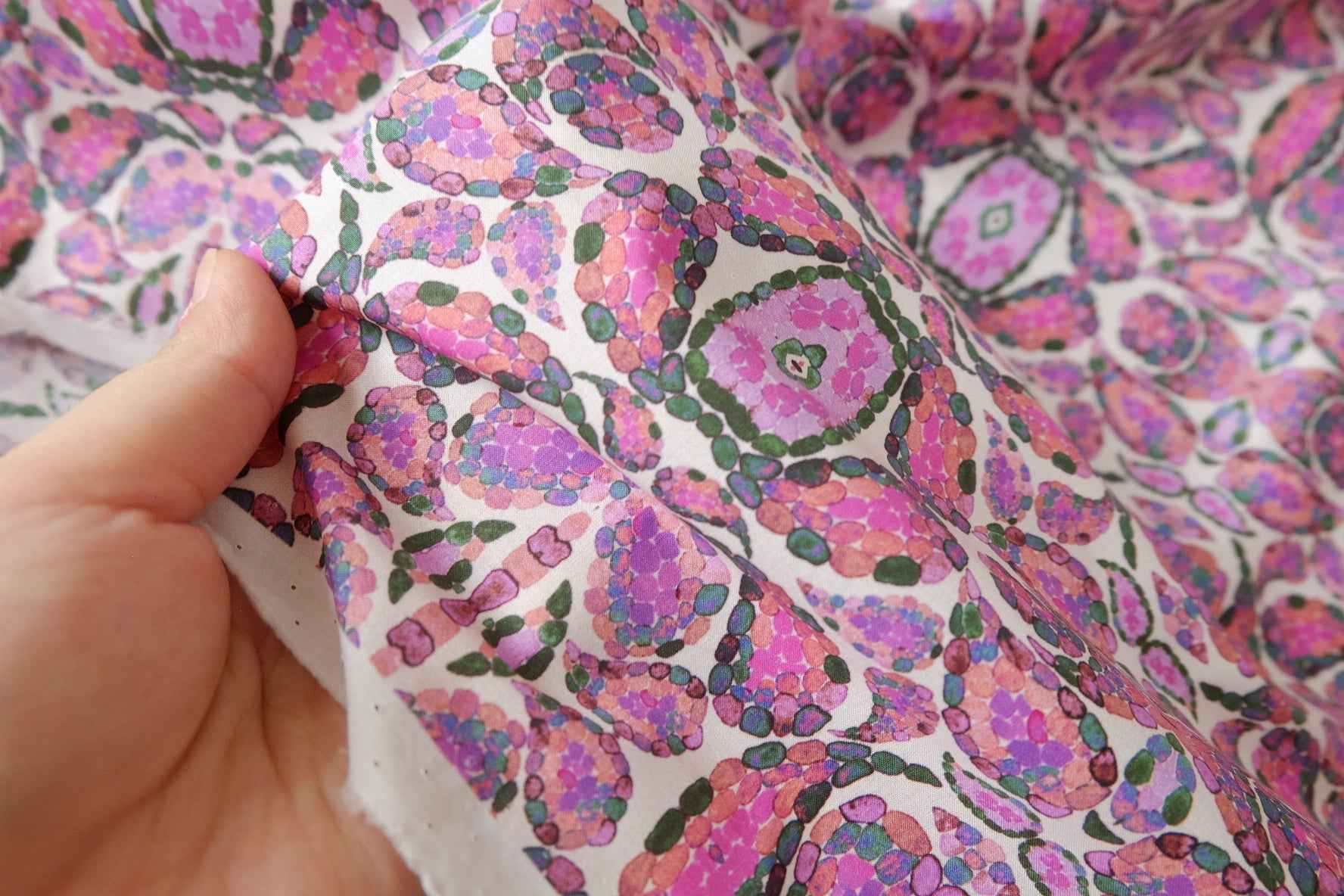 Pink Mosaic Floral Cotton Lawn — 1.64 yd Piece