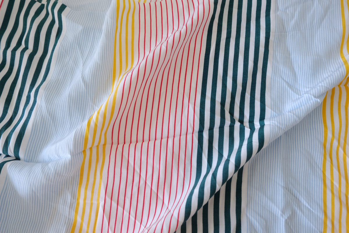 Playful Multicolor Stripe Viscose Fabric – 2.19 yd