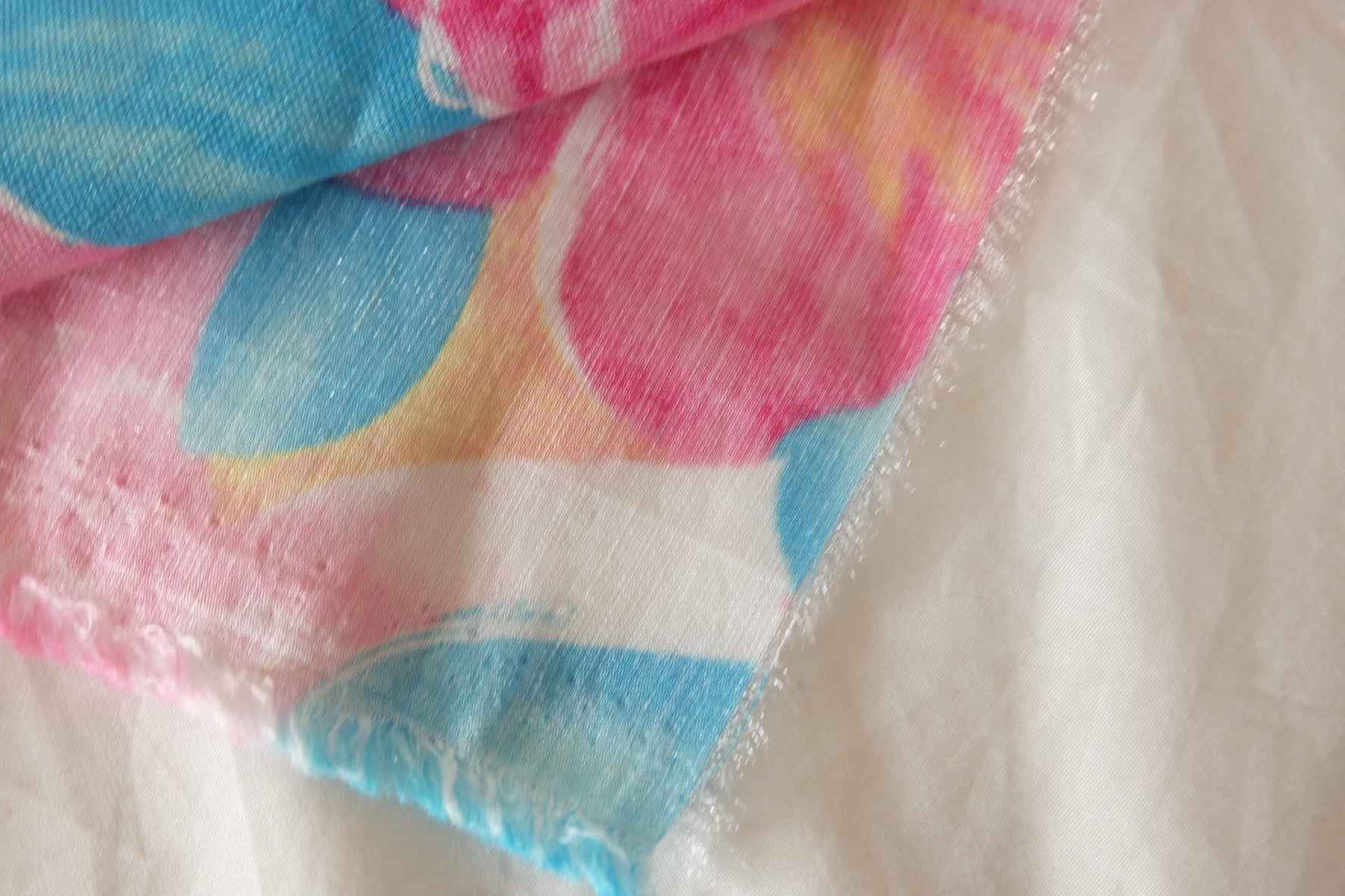 Pink Blue Floral Tencel Linen Nylon Fabric – 3.3 Yards