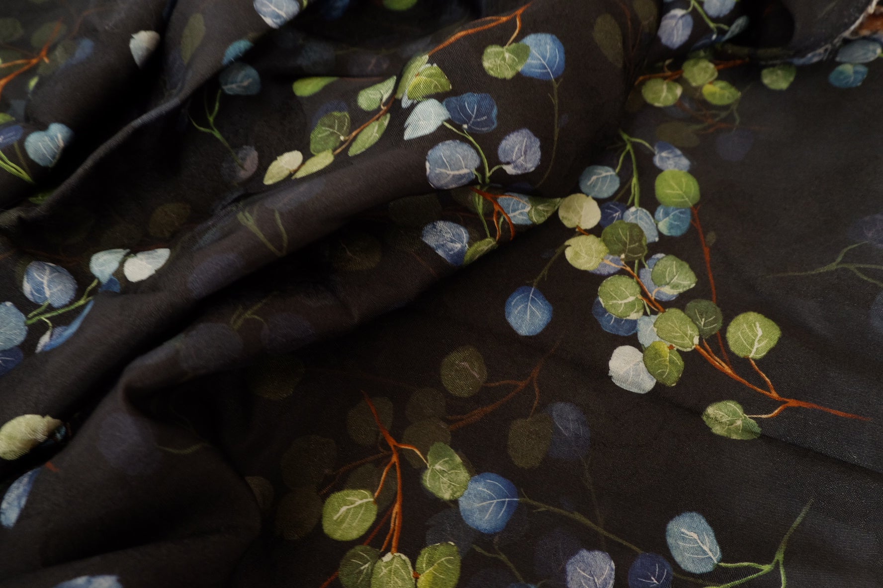 Dark Botanical Jacquard Rayon Fabric – 2.2 yd