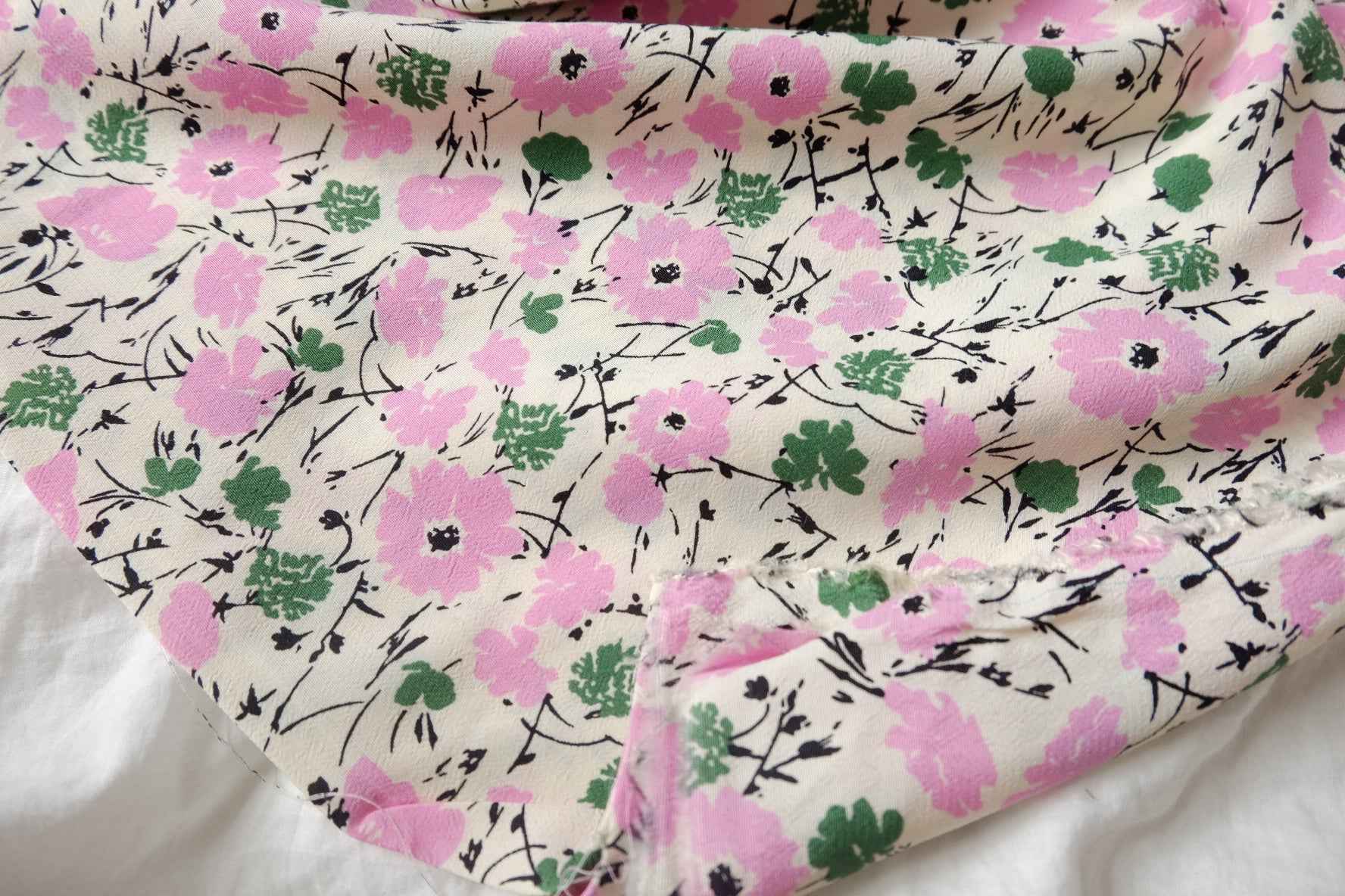 Pink Floral Viscose Dress Fabric - 2.19 Yards