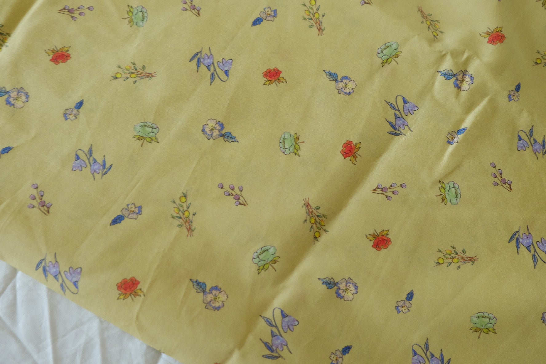 Pale Yellow Tiny Floral Cotton Lawn Fabric - 2.4 yd