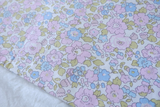 Soft Pastel Floral Cotton Twill Fabric - 1.64 yd