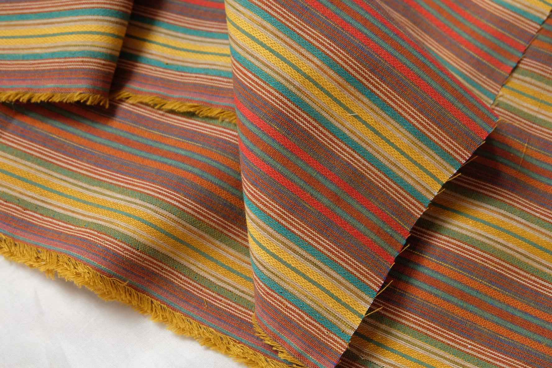 Retro Stripe Cotton Linen Blend Fabric, Structured , 2.19 Yards