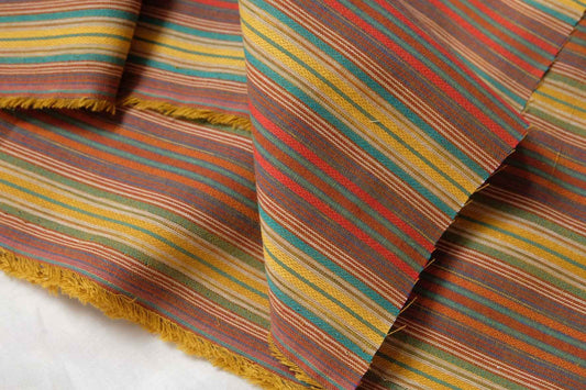 Retro Stripe Cotton Linen Blend Fabric, Structured , 2.19 Yards