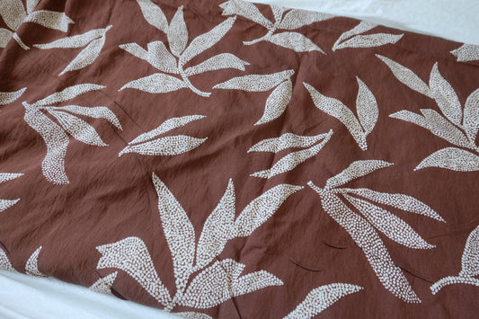 Cocoa White Leaf Tencel-Linen Fabric - 3.72 yd / 2.62 yd