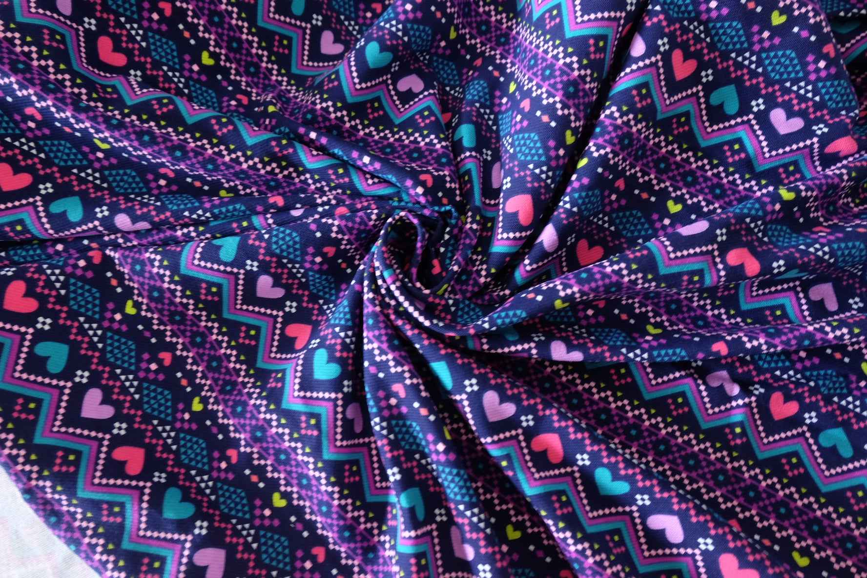 Colorful Heart Print Stretch Cotton Jersey – 1.6 yd