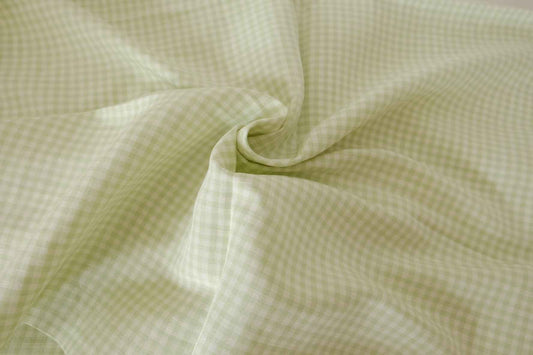 Sage Green Gingham Linen Cotton Blend Fabric – 2.2 yd