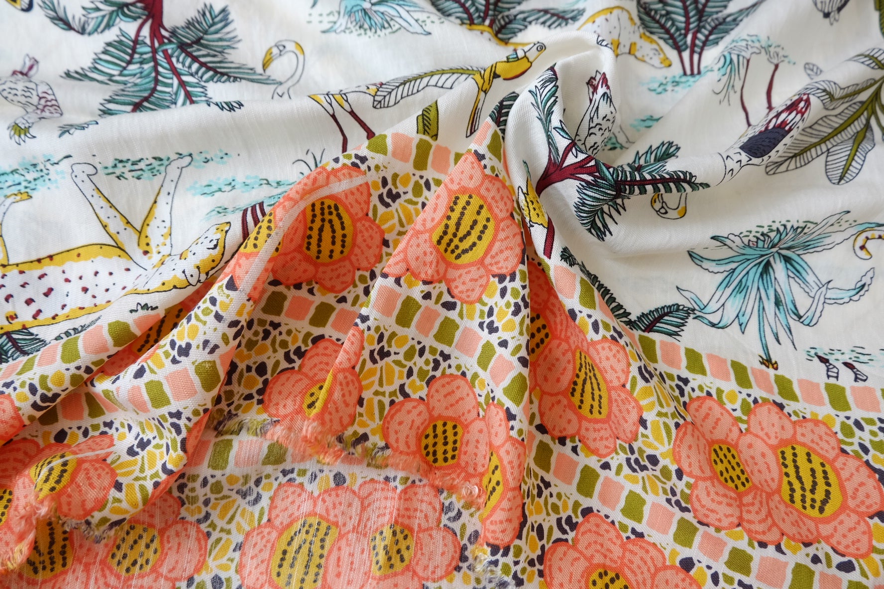 Double-Border Tencel Cupro Scenic Fabric 3.1 Yards