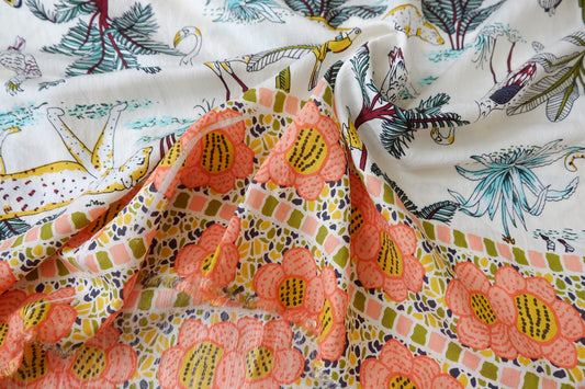 Double-Border Tencel Cupro Scenic Fabric 3.1 Yards