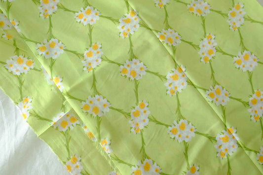 Lime Green Floral Cotton Lawn Fabric – 2.4 yd