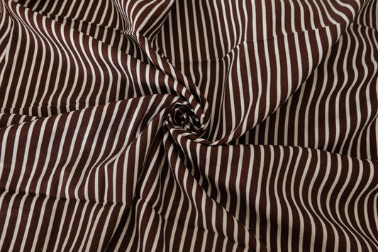 Brown Stripe Ramie Cotton Fabric – 2.2 yd