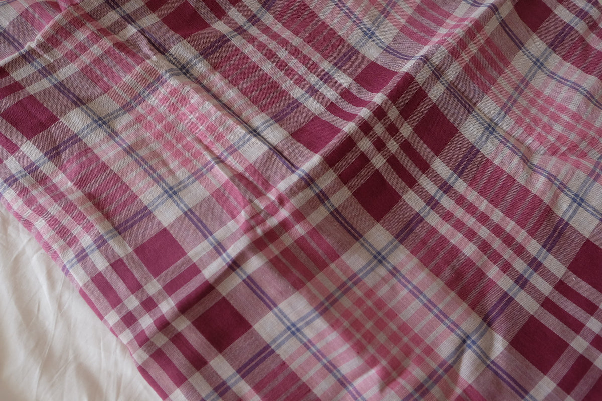 Raspberry Rose Plaid – Yarn-Dyed Cotton Double Gauze – 2.19 yd