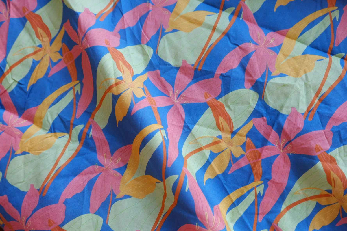 Tropical Paradise Floral Cotton Lawn Fabric – 2.84 yd